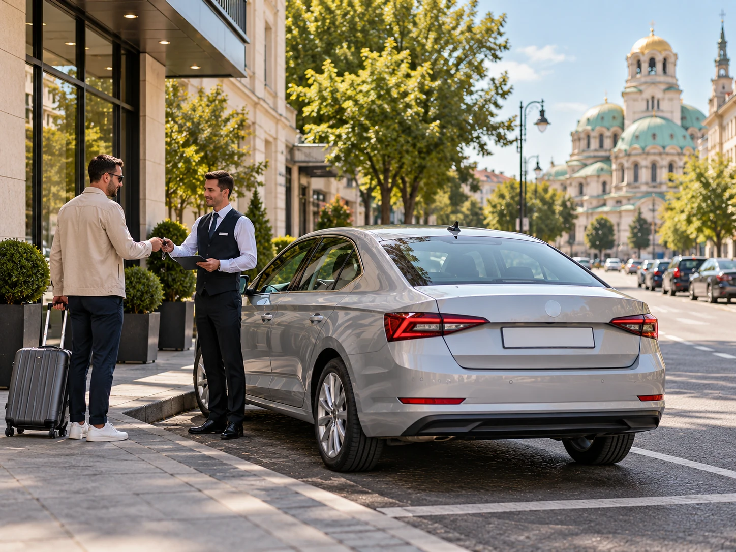 Returning Your Rental Car in Sofia Rental car return handover on a Sofia city street
